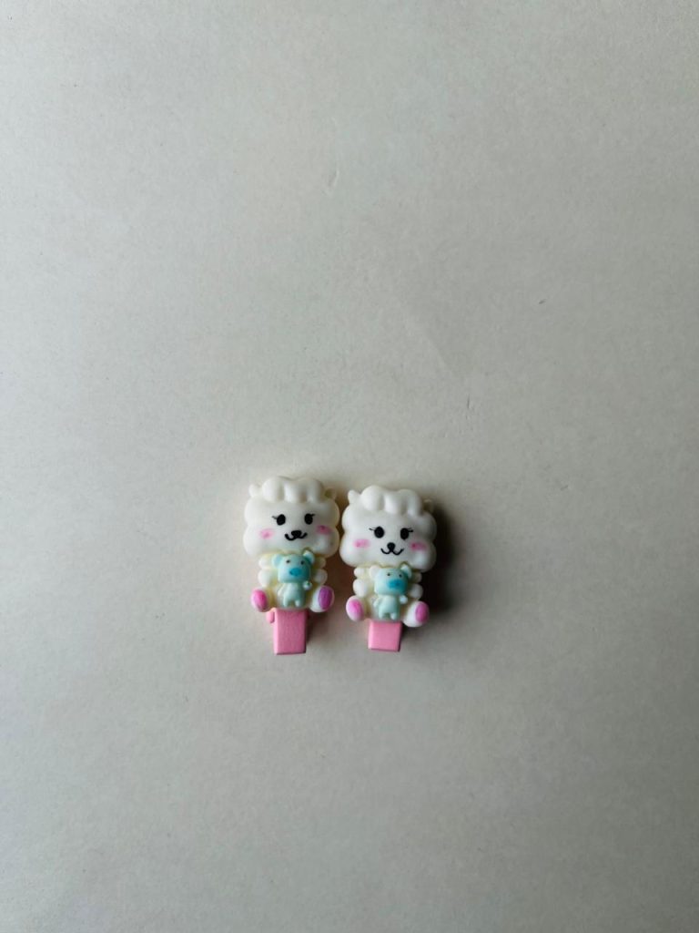 Cute kawaii sheep hair clips Mini lamb hair clips for girls Pastel sheep hair accessories Cute sheep hair clips by Veloura