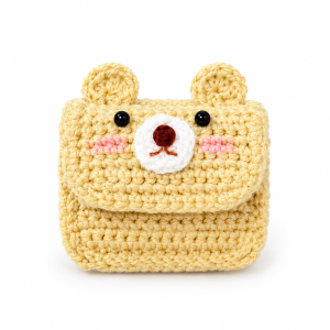 Bear mini crochet wallet handmade by Veloura