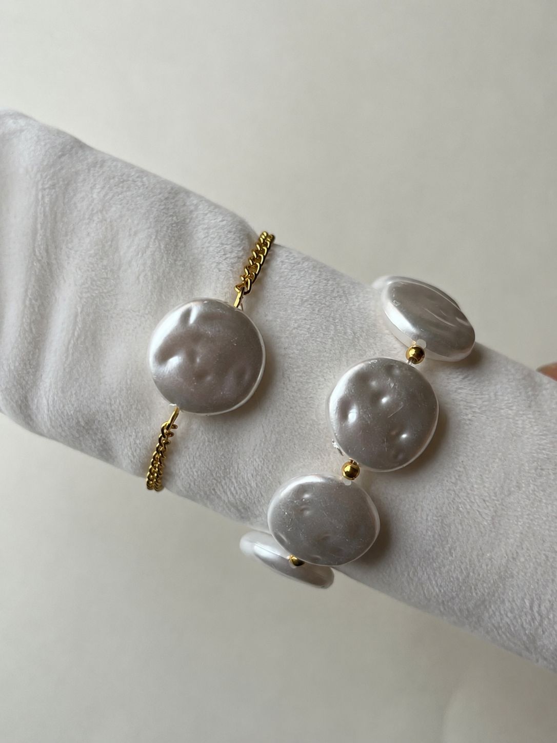 White pearl statement bracelet