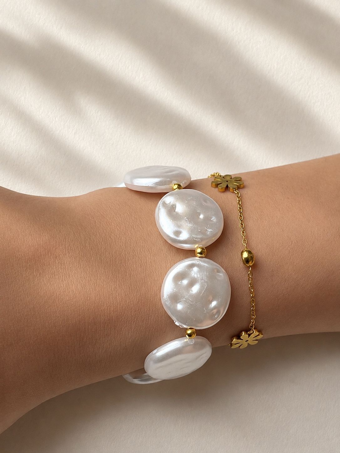 White pearl statement bracelet